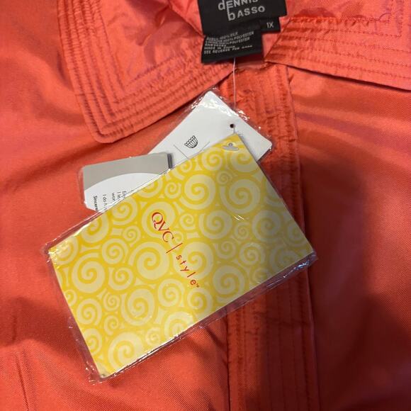 NWT Dennis Basso 100% Silk Jacket Full Zip Salmon Pink Orange Womens 1X QVC - Picture 7 of 8